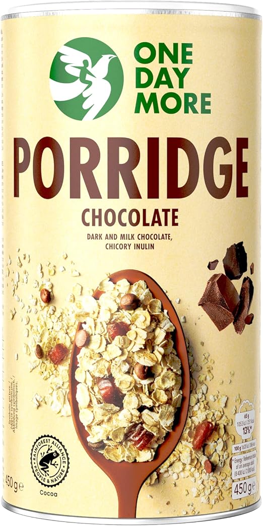 Овсяная каша OneDayMore с двойным шоколадом 450 г Овсяные хлопья с темным и молочным шоколадом Высокое содержание клетчатки Источник белка