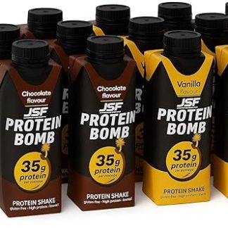 Набор протеиновых коктейлей JSF Fueling Champions 18x по 350 мл - 9 ванильных, 9 шоколадных - без добавления сахара, 35 г белка, протеиновый напиток - без глютена - питьевой напиток, заменитель пищи.