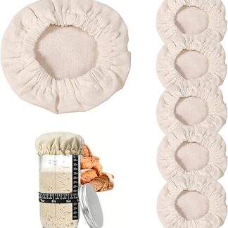 6 банок для закваски, 11 см, дышащая крышка, льняная ткань, гибкая крышка из ферментационного материала, многоразовая, хлопковая крышка для банок с закваской, 6 шт.