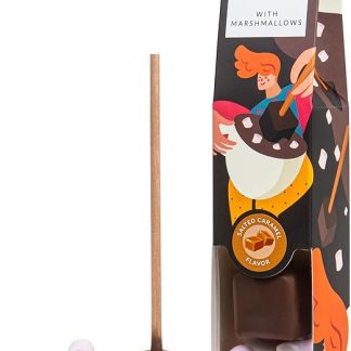 CHOCOLISSIMO – Шоколадные палочки с соленой карамелью – Идея подарка – Бельгийский горячий шоколад со вкусом соленой карамели на палочке с маршмеллоу – Роскошный, сливочный зимний выпуск, 40 г