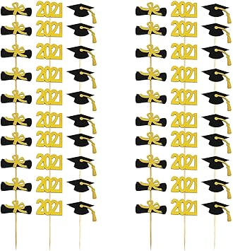 Набор украшений для кексов на выпускной, 60 штук, для вечеринки 2021 года.
