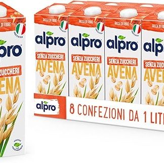Овсяный напиток длительного хранения Alpro без сахара, 1 л 100% растительный веганский несладкий и без молочных продуктов 8 штук