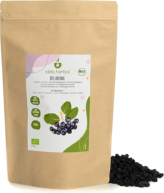 IDDA Herbal Органические плоды черноплодной рябины 500 г, несладкие сушеные плоды черноплодной рябины, фруктовая закуска