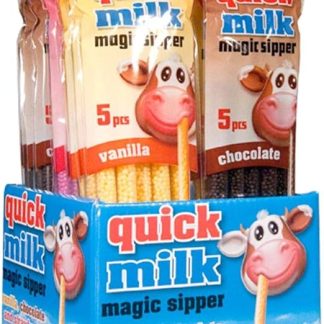 12 упаковок по 5 трубочек для напитков (60 трубочек) Quick Milk со вкусом клубники, ванили, шоколада, волшебные трубочки для напитков, 0,36 кг