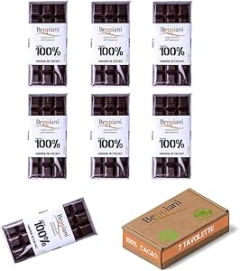 Шоколад Beppiani из 100% какао-массы, ручной работы, веганский, без сахара, богат антиоксидантами, для сбалансированного питания - Сделано в Италии (7 классических конфет).