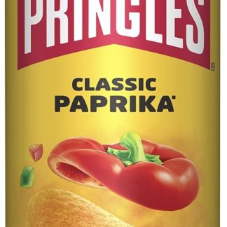 Pringles Classic Paprika (1 x 185 г) – очаровательная классическая закуска в практичной банке – хрустящие чипсы со вкусом паприки – Поп. Играй. Ешь.