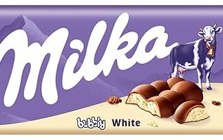 Молочный шоколад Milka с пузырьками, белый, 95 г