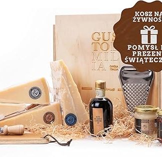 Подарочная корзина GUSTOEMILIA для гурманов: выдержанный сыр Пармиджано Реджано, мед (3 x 250 г) и выдержанный бальзамический уксус — итальянская подарочная корзина на все случаи жизни.