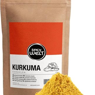 Острый порошок куркумы Spicy Welt (500 г) – порошок куркумы для бульонов, риса, карри, «золотого молока» и индийских блюд Натуральный золотистый цвет 100% натуральный, без добавок