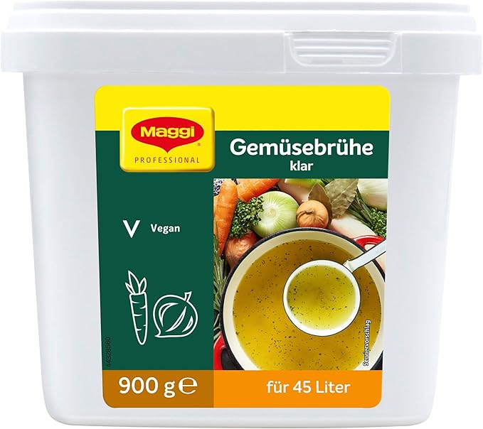 Профессиональный прозрачный овощной бульон MAGGI, веганский, объем 45 л, 1 упаковка (1 x 900 г GastroBox)