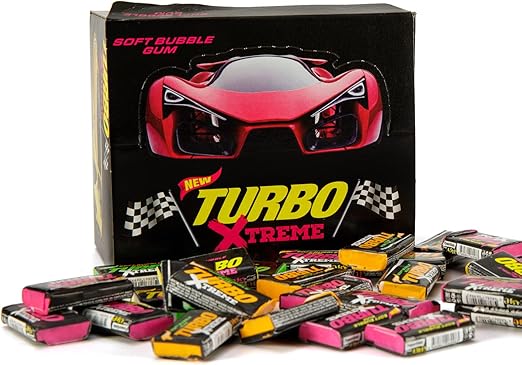 Жевательная резинка Turbo Xtreme Soft Bubble Gum в стиле ретро, импортные сладости на день рождения (полная коробка, 100 шт.)