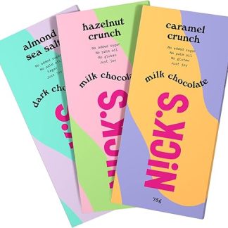 Шоколадные плитки NICKS, кето-шоколадные плитки без добавления сахара, без глютена, с низким содержанием углеводов, без пальмового масла (3 x 75 г)