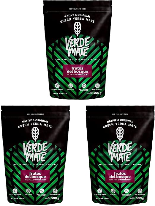 Зеленый мате Verde Mate с лесными ягодами 1,5 кг Бодрящий мате с лесными ягодами 1500 г Мягкий вкус Натуральный кофеин Чай мате из Бразилии 1500 г