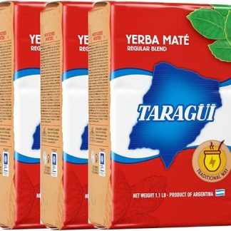 Taragui Mate Red Pack, обычный вкус (чайные листья и стебли), 500 г x 3 упаковки