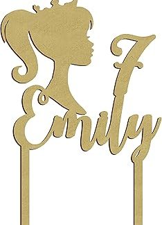 Персонализированное украшение для торта на день рождения с именем принцессы, 20 x 20 см (золотое).