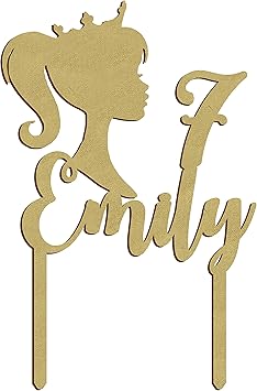 Персонализированное украшение для торта на день рождения с именем принцессы, 20 x 20 см (золотое).