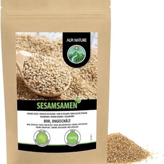Белые неочищенные семена кунжута Alpi Nature, 1 кг, без глютена.
