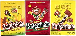 Pulparindo, набор из 3 упаковок (оригинальный, очень острый и манго)