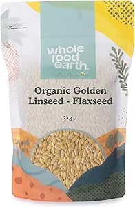 Органические золотистые семена льна Wholefood Earth, сырые, без ГМО, веганские, с высоким содержанием клетчатки, источник белка, 2 кг