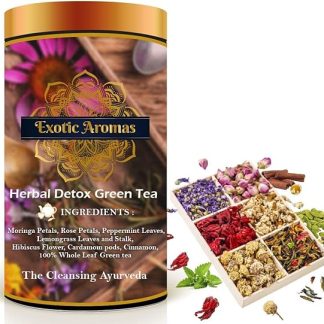 Зеленый детокс-чай JARA с экзотическими травяными ароматами, морингой, гибискусом и смесью трав, 100 г.