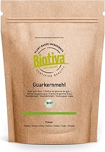 Органическая гуаровая камедь 500 г - из гуаровых бобов - 100% натуральная - высочайшая связующая способность - веганский связующий агент и заменитель желатина - сертифицировано и разлито в Германии - Biotiva