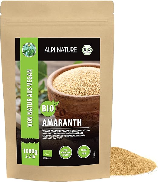 Амарант органический Alpi Nature (1 кг) – амарант из контролируемого органического выращивания, без глютена и лактозы, протестирован в лаборатории, подходит для веганов, без добавок, можно добавлять в мюсли и завтраки в стаканчиках.