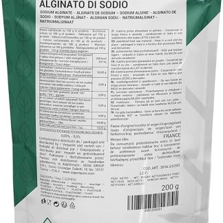 Порошок альгината натрия SaporePuro 200 г – Загуститель, желирующий и стабилизирующий агент – Идеально подходит для молекулярной кухни – Без глютена