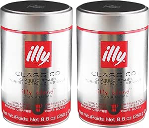 Illy Moka, 100% арабика, молотый жареный кофе, эспрессо, обычная обжарка, жестяная банка, 2 x 250 г