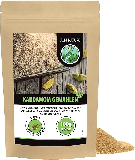 Кардамом гемахлен (100 г), Кардамомпулвер 100% натуральный, натуральный продукт, веганский