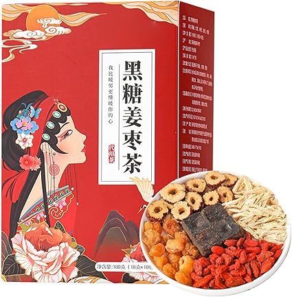 10 пакетиков (18 г) полезного чая с черным сахаром, имбирем и финиками, традиционный китайский чай с лонганом и ягодами годжи.