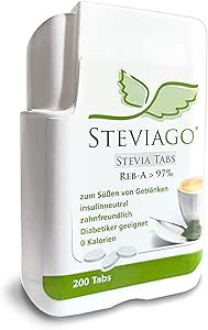 Таблетки стевии STEVIAGO многоразового использования (Reb-A > 97%) в диспенсере, 200 таблеток стевии.