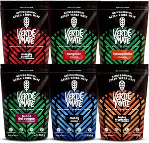 Фруктовый набор мате | 6 пакетиков с гуараной, лесными ягодами, ананасом, ашвагандой, бразильским зеленым чаем, мягким вкусом, натуральным кофеином, 6 x 500 г, 3 кг