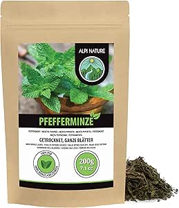 Мятный чай Alpi Nature 200 г, цельные листья мяты, рассыпной чай для заваривания.