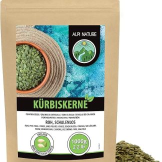 Тыквенные семечки Alpi Nature, 1 кг, сырые очищенные тыквенные семечки для употребления в пищу, салатов и смузи.