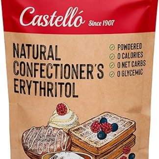 Подсластитель с эритритолом - порошок 10 г = 7 г сахара Заменитель сахара в порошке - 0 калорий - 0 гликемический индекс - Кето и палео - 0 чистых углеводов - Без ГМО - Castello с 1907 года - 850 г