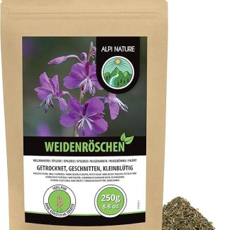 Чай из кипрея Alpi Nature, 250 г, сушеный и нарезанный кипрей с мелкими цветками.