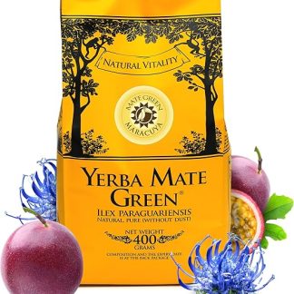 Mate Green Mate Tee Green 'Maracuya' 400 г, настоящий бразильский мате, насыщенный и глубокий вкус с нотками маракуйи, дьявольского когтя и гвоздики.