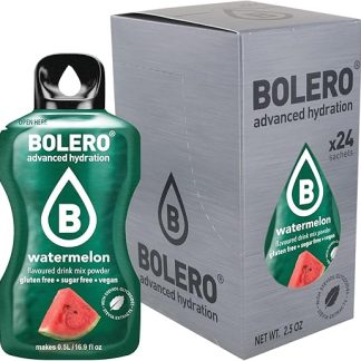 Напиток Bolero, 24 пакетика по 3 г, фруктовые палочки, порошок, растворимый в воде, 72 г, подслащен стевией (арбуз).