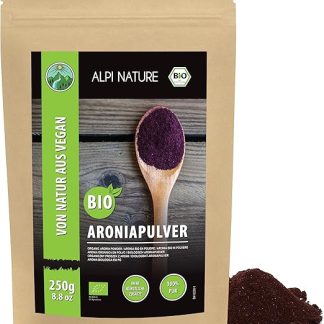 Alpi Nature Bio Aroniapulver (250 г) Арониевый порошок из контролируемого органического выращивания. Веганский продукт. 100% натуральный, бережно измельченный, без добавок.