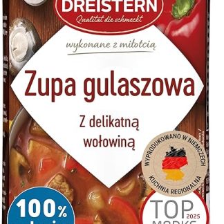 Суп-гуляш из говядины DREISTERN, готовое блюдо, консервированный гуляш, нежная говядина, качество, которое приятно на вкус.