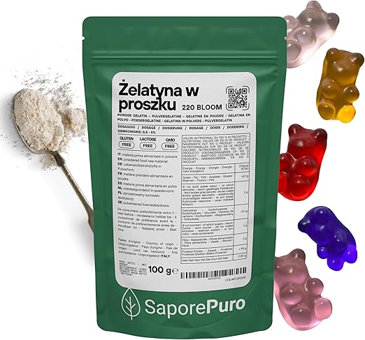 Желатиновый порошок SaporePuro для пищевых продуктов, 100 г – желирующий агент животного происхождения – 220 Блум