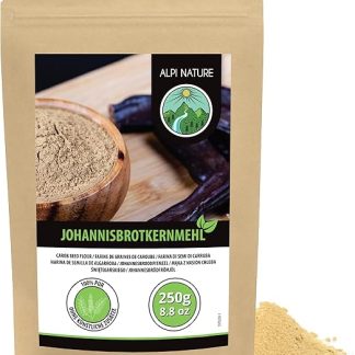 Порошок рожкового дерева Alpi Nature 250 г, мука из семян рожкового дерева, порошок из семян в качестве заменителя крахмала.