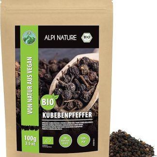 Органический кубеба Alpi Nature, 100 г, сушеные целые зерна кубебы для приготовления пищи.