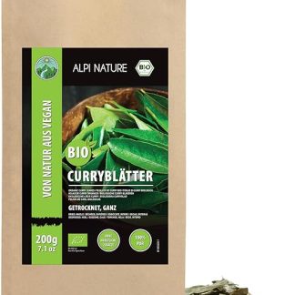Сушеные органические листья карри Alpi Nature 200 г, сушеные листья карри для приготовления пищи и приправы.