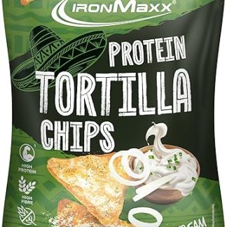 Протеиновые чипсы IronMaxx со вкусом сметаны и лука, 60 г | Хрустящие протеиновые чипсы из сои и маниоки | Высокобелковая закуска | Низкое содержание углеводов, богаты клетчаткой и не содержат глютена | Идеально подходят для фитнеса и диеты