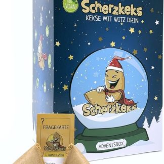 Scherzkeks® — Премиум-адвент-бокс с 24 печеньями Веселые печенья с забавными вопросами в декоративной рождественской коробке — в качестве адвент-календаря, для Рождества, для эльфов, на Новый год, подарочный набор