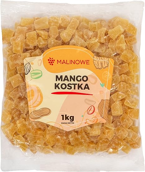 Кубики манго с малиной, 1 кг, цукаты из манго