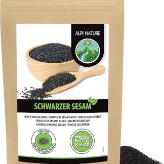 Семена черного кунжута Alpi Nature 250 г, сырые семена черного кунжута для приготовления пищи и выпечки.