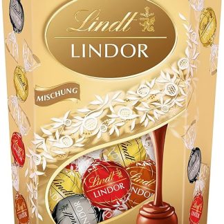 Lindt Schokolade LINDOR Кугельн Мишунг 500 г ок. 40 mit zartschmelzender Füllung (Vollmilch, Weiß, Dark und Haselnuss) в свежем корнете Пралинен Шоколаден Гещенк