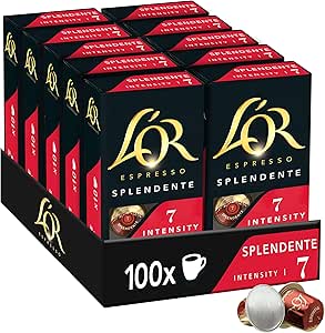 L'OR - Эспрессо - Splendente - Интенсивность 7 - со вкусом травы и орехового джема - 10 упаковок по 10 алюминиевых капсул